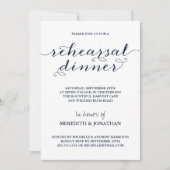 ネイビーエレガントブルーリハーサルディナー 招待状 (正面)