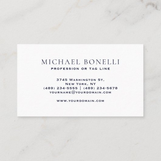 ネイビーエレガントブルーレザーモノグラムプロフェッショナル 名刺 (裏面)