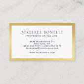 ネイビーエレガントブルーレザー金ゴールドラベルプロフェッショナル 名刺 (裏面)