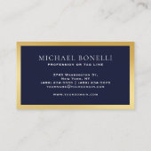 ネイビーエレガントブルーレザー金ゴールドラベルプロフェッショナル 名刺 (裏面)