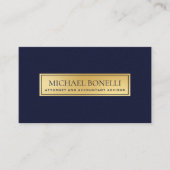 ネイビーエレガントブルーレザー金ゴールドラベルプロフェッショナル 名刺 (正面)