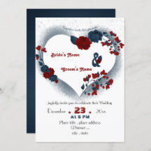 ネイビーエレガントブルーレッドフローララブハート