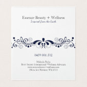 ネイビーエレガントブルーヴィンテージスワールレース 名刺 (内部フラット)