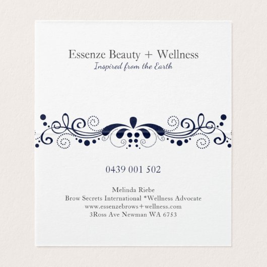 ネイビーエレガントブルーヴィンテージスワールレース 名刺 (内部フラット)