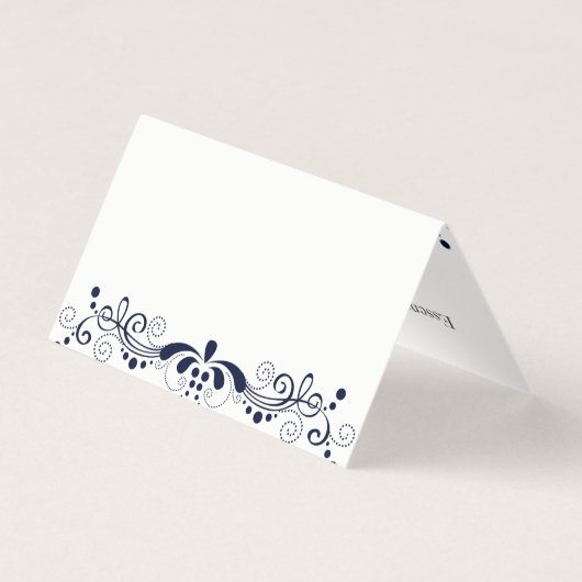 ネイビーエレガントブルーヴィンテージスワールレース 名刺 (裏面)