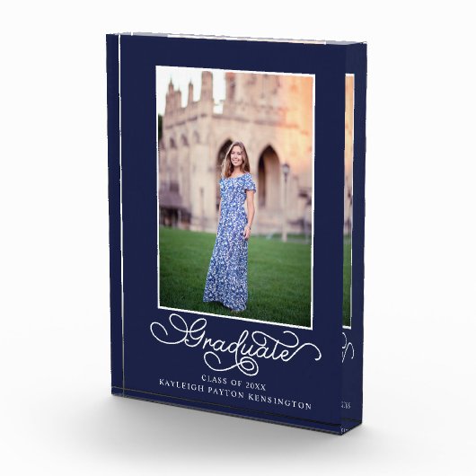 ネイビーエレガントブルー卒業写真記念 フォトブロック (右)