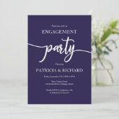 ネイビーエレガントブルー婚約パーティ 招待状 (スタンド正面)