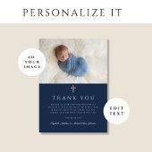 ネイビーエレガントブルー宗教少年の写真 サンキューカード