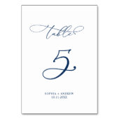 ネイビーエレガントブルー書道テー結婚ブル5 テーブルナンバー (裏面)