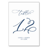 ネイビーエレガントブルー書道表12結婚s テーブルナンバー (正面)