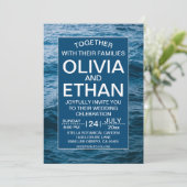 ネイビーエレガントブルー海ビーチコースト結婚ーズ 招待状 (スタンド正面)