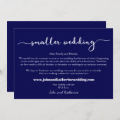 ネイビーエレガントブルー結婚スモール発表 セーブザデート (正面/裏面)