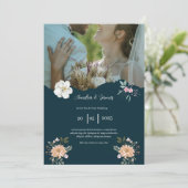 ネイビーエレガントブルー結婚式招待状 招待状 (スタンド正面)