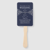 ネイビーエレガントブルー結婚式 プログラム ハンドファン (正面)