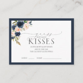 ネイビーエレガントブルー赤面フローラブライダルシャワーゲーム エンクロージャーカード