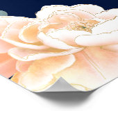 ネイビーエレガントブルー赤面金ゴールドピーチフローラズ結婚 ポスター (角)