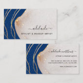 ネイビーエレガントブルー金ゴールドグリッターシグネチャー瑪瑙バス 名刺 (正面/裏面)