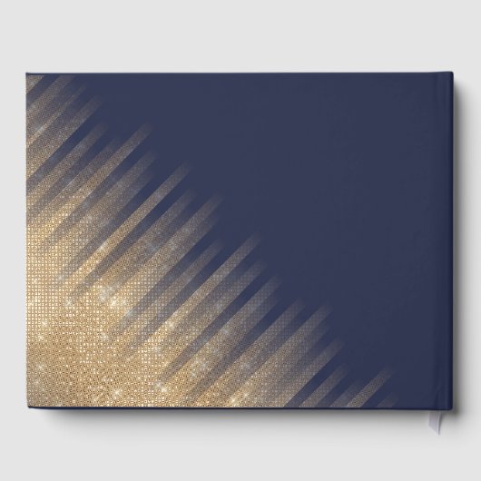 ネイビーエレガントブルー金ゴールドグリッタードレスキンセアニェラ ゲストブック (裏面)