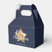 ネイビーエレガントブルー金ゴールドスタークリスマス フェイバーボックス (裏面サイド)