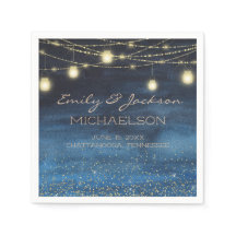 ネイビーエレガントブルー金ゴールドストリングライトランタン