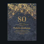 ネイビーエレガントブルー金ゴールドストリングライト80th 招待状<br><div class="desc">ネイビエレガントーブルー80th誕生日パーティーへの招待と輝く金ゴールドストリングライトときらめく《写真》ぼけ味。連絡救済カスタマイズまたは一致する製品のための私たち</div>