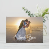 ネイビーエレガントブルー金ゴールドパーム結婚ツリーの写真 サンキューカード (スタンド正面)