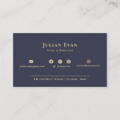 ネイビーエレガントブルー金ゴールドプロフェッショナルシャイニーモノグラム 名刺 (裏面)