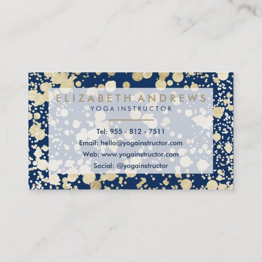 ネイビーエレガントブルー金ゴールドヘンナのハンサ手ファティマ 名刺 (裏面)