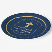 ネイビーエレガントブルー金ゴールドボーイズ確認披露宴 ペーパープレート (アングル)