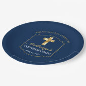 ネイビーエレガントブルー金ゴールドボーイズ確認披露宴 ペーパープレート (アングル)