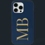 ネイビーエレガントブルー金ゴールドミニマルイニシャルモノグラム iPhone 15 PRO MAXケース<br><div class="desc">ネイビーエレガントグルー金ゴールドミニマルイニシャルモノグラムiPhoneケース</div>