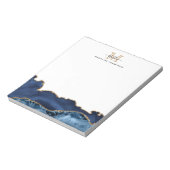 ネイビーエレガントブルー金ゴールド大理石アゲートモノグラム ノートパッド (回転)