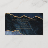ネイビーエレガントブルー金ゴールド大理石ヘアメイクアップ 名刺 (裏面)