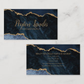 ネイビーエレガントブルー金ゴールド大理石ヘアメイクアップ 名刺 (正面/裏面)