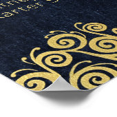 ネイビーエレガントブルー金ゴールド旋回結婚の座席表 ポスター (角)