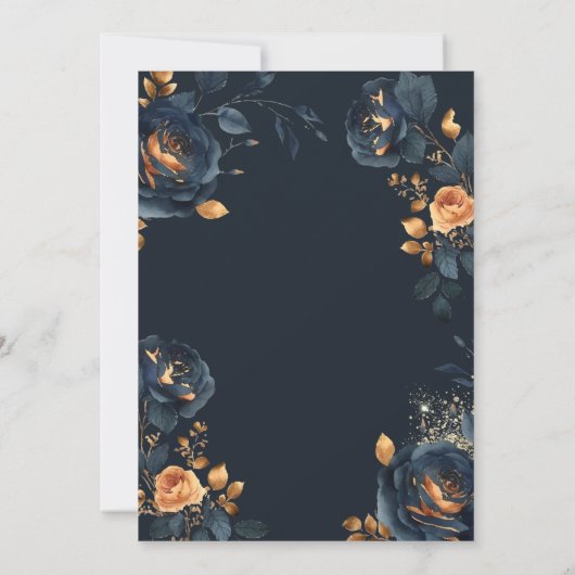 ネイビーエレガントブルー金ゴールド花洗礼 招待状 (裏面)