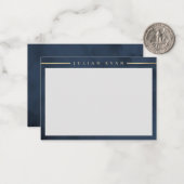 ネイビーエレガントブルー金ゴールド詳細プロフェッショナル ノートカード (正面/裏面インサイチュ)