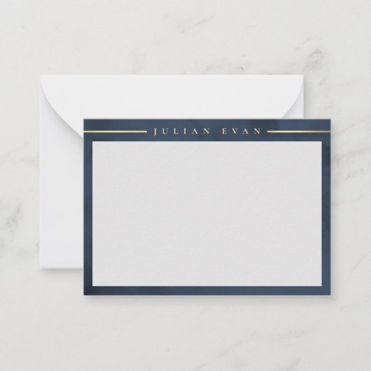 ネイビーエレガントブルー金ゴールド詳細プロフェッショナル ノートカード (正面)