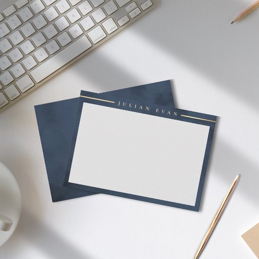 ネイビーエレガントブルー金ゴールド詳細プロフェッショナル ノートカード