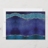 ネイビーエレガントブルー&金ゴールドアゲート結婚の写真 セーブザデート (裏面)