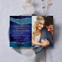 ネイビーエレガントブルー&金ゴールドアゲート結婚の写真