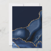 ネイビーエレガントブルー&金ゴールドグリッターアゲートキンセアニェラ 招待状 (裏面)