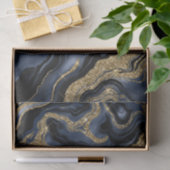 ネイビーエレガントブルー&金ゴールドグリッターアゲート誕生日 薄葉紙 (ギフト)