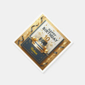 ネイビーエレガントブルー&金ゴールド10誕生祝い スタンダードカクテルナプキン (角)