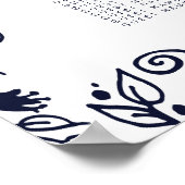 ネイビーエレガントブ・ブルーとホワイトのフローラシーティング・チャート ポスター (角)