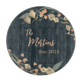 ネイビーエレガントベージュ植物科 カッティングボード (正面)