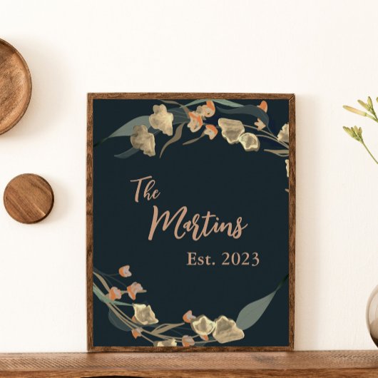 ネイビーエレガントベージュ植物科 ポスター