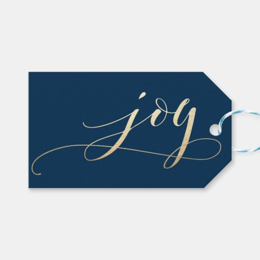ネイビーエレガントホイルフェイククリスマスホリデー ギフトタグ (正面(横))