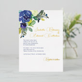 ネイビーエレガントホワイトウォーターバラズ結婚ズ 箔招待状 (立ち正面)