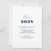 ネイビーエレガントホワイトフォトフレーム2025卒業 案内状 (裏面)